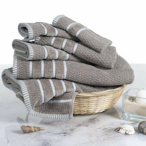 Bedford Home 100 Percent Cotton Rice Weave 6 Piece Towel Set - Taupe 67A-74254